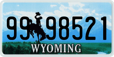 WY license plate 9998521