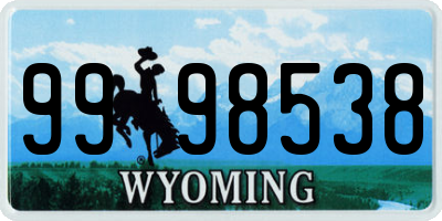 WY license plate 9998538