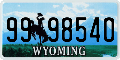 WY license plate 9998540