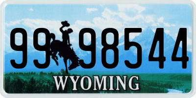 WY license plate 9998544