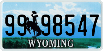 WY license plate 9998547