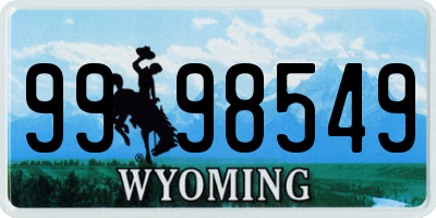 WY license plate 9998549