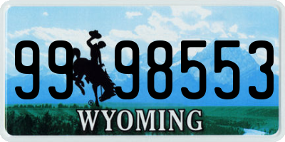 WY license plate 9998553