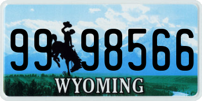 WY license plate 9998566