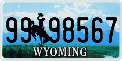 WY license plate 9998567