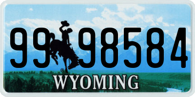 WY license plate 9998584