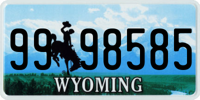 WY license plate 9998585