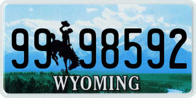 WY license plate 9998592