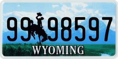 WY license plate 9998597