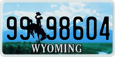 WY license plate 9998604