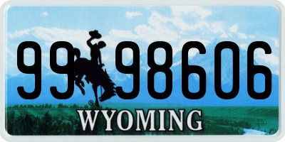 WY license plate 9998606