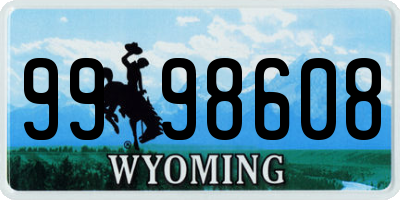 WY license plate 9998608