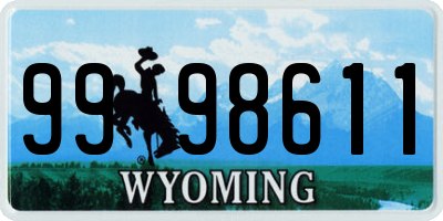 WY license plate 9998611