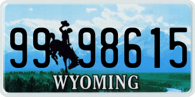 WY license plate 9998615