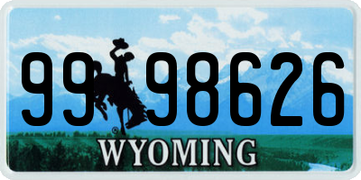 WY license plate 9998626
