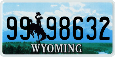 WY license plate 9998632