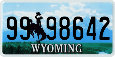 WY license plate 9998642