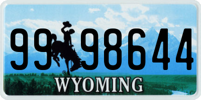 WY license plate 9998644