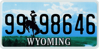 WY license plate 9998646