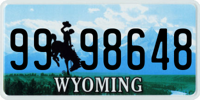 WY license plate 9998648
