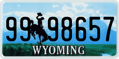 WY license plate 9998657