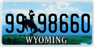 WY license plate 9998660