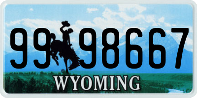 WY license plate 9998667