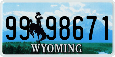 WY license plate 9998671