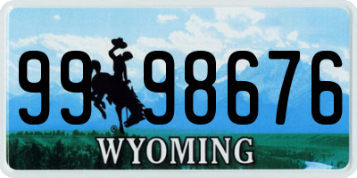WY license plate 9998676