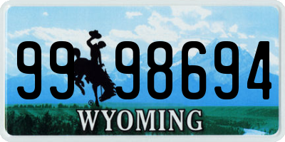 WY license plate 9998694