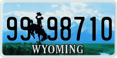 WY license plate 9998710