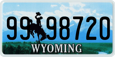 WY license plate 9998720