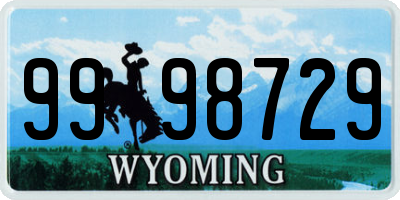 WY license plate 9998729
