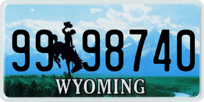 WY license plate 9998740