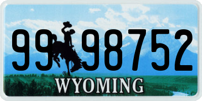 WY license plate 9998752