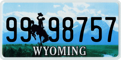 WY license plate 9998757