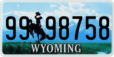 WY license plate 9998758