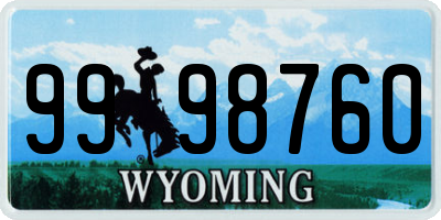 WY license plate 9998760