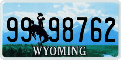 WY license plate 9998762