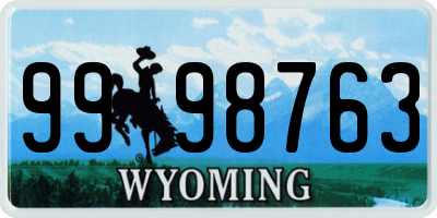 WY license plate 9998763