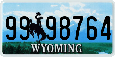 WY license plate 9998764