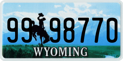 WY license plate 9998770