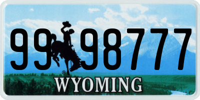 WY license plate 9998777