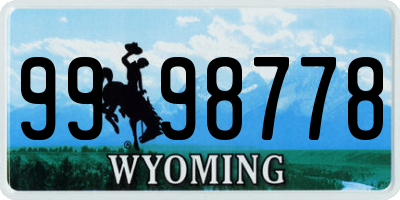 WY license plate 9998778