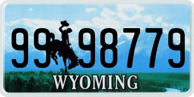 WY license plate 9998779