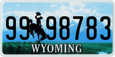 WY license plate 9998783