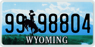 WY license plate 9998804