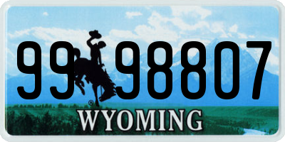 WY license plate 9998807