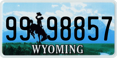 WY license plate 9998857