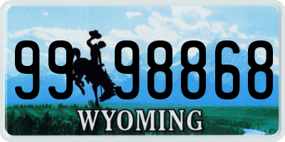 WY license plate 9998868